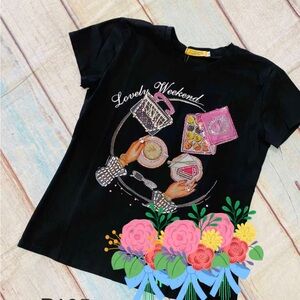 New women T-shirts with rhinestones